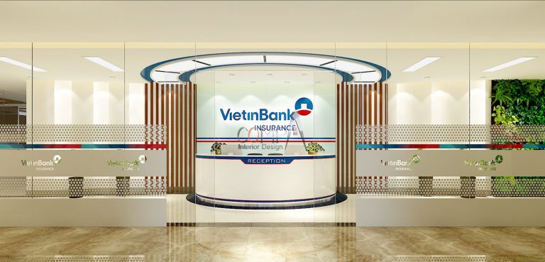 Thiết kế thi công sảnh lễ tân ngân hàng Vietinbank